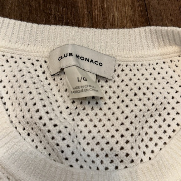 CLUB MONACO Ladies Cotton Mesh Knit Sweater Cream size L - Picture 3 of 4